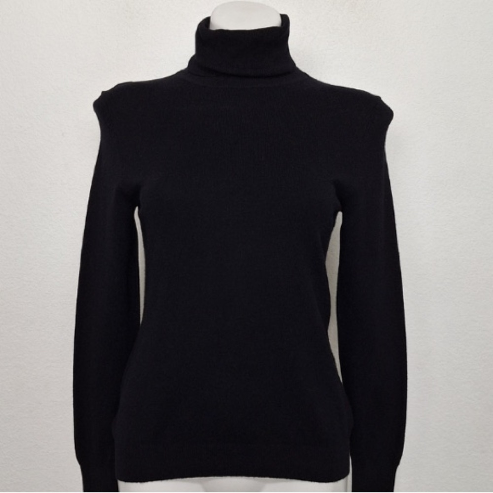 Geoffrey Beene Black Whimsigoth Romantic Turtleneck Pullover Sweater Size S